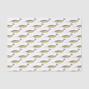 Papel De Seda Dibujo de unicornio marino narval vintage #2