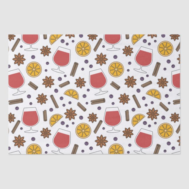 Papel De Seda dibujo de vino picante de lomo rojo con navidades (Anverso)