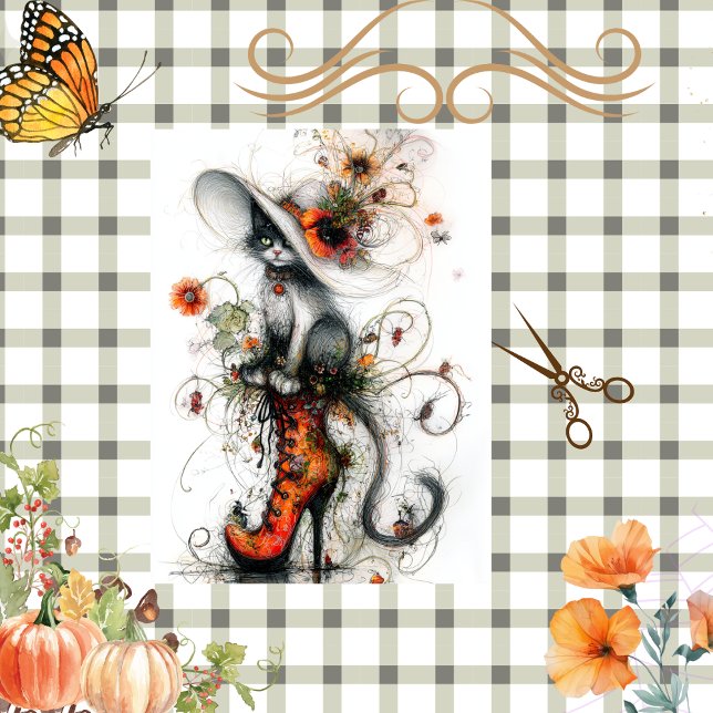 Papel De Seda Dibujo del gato caprichoso en Stiletto Fall (Subido por el creador)