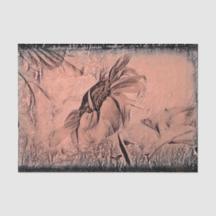 Papel De Seda Dibujo del girasol Sepia Vintage