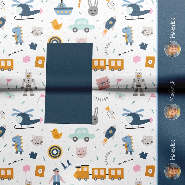 Papel De Seda Dibujo del patrón de niño y nombre niño azul (Subido por el creador)