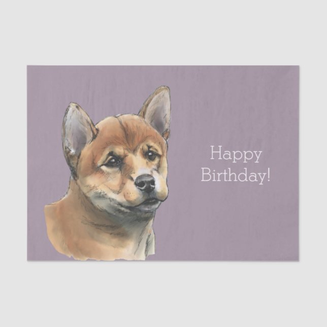 Papel De Seda Dibujo del perrito de Shiba Inu (Anverso)