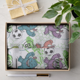 Papel De Seda Dibujo divertido de niños y monstruos jugando fútb
