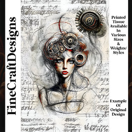 Papel De Seda Dibujo Esbozo De Mujer Steampunk N4 Decoupage