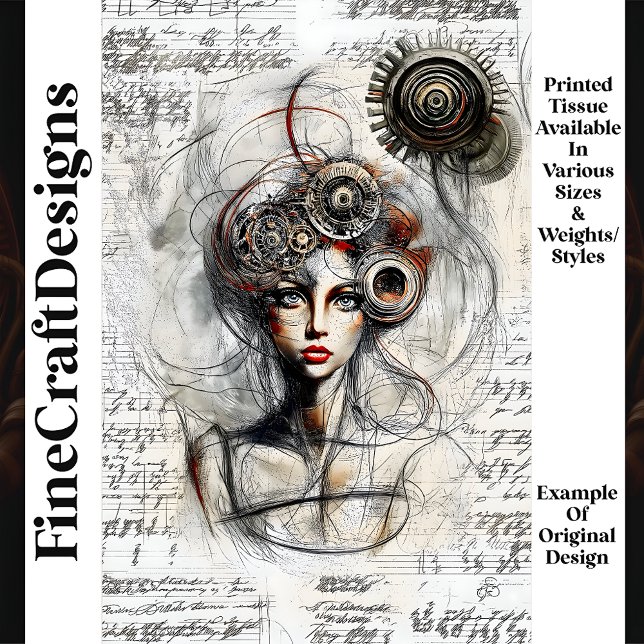 Papel De Seda Dibujo Esbozo De Mujer Steampunk N4 Decoupage (Subido por el creador)