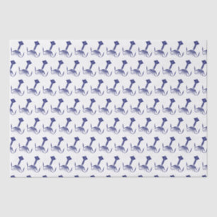Papel De Seda Dibujo Estilizado de Calamar Vintage #1 Azul
