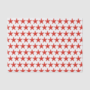 Papel De Seda Dibujo Estilizado Vintage de Estrella de Mar Roja