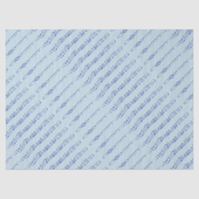 Papel De Seda Dibujo lineal de la flauta azul (Anverso)