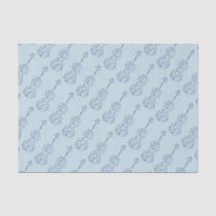 Papel De Seda Dibujo lineal del violín azul
