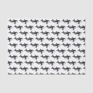Papel De Seda Dibujo negro de silueta de ballena asesina de orca