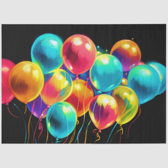 Papel De Seda Dibujo pastel Colorido y alegre Bouquet de globos (Anverso)