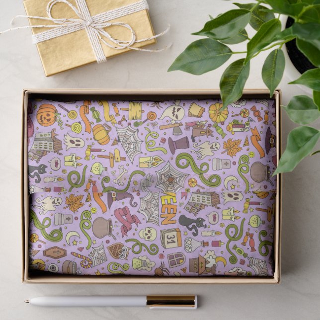 Papel De Seda Dibujo Patrón de Halloween Adorable (Regalo )