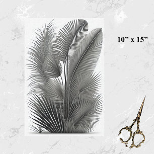 Papel De Seda Dibujo pequeño de la línea negra blanca botánica