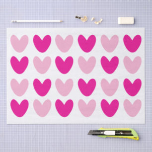Papel De Seda Dibujo personalizado de corazones rosados capricho