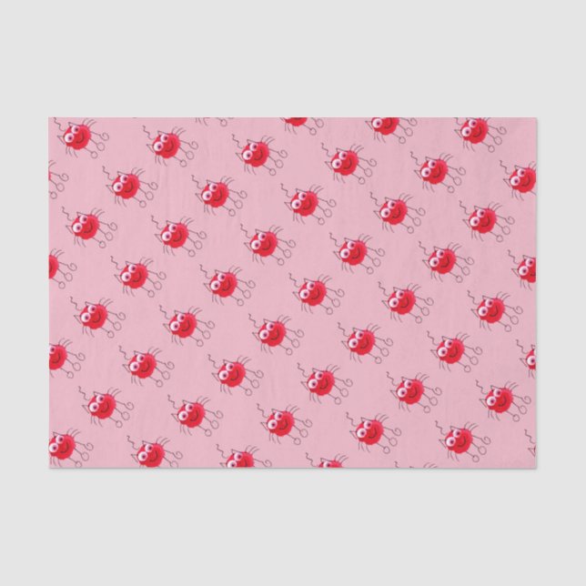 Papel De Seda Dibujo rosa gracioso de gato rojo (Anverso)