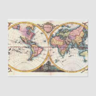 Papel De Seda Dibujo viejo del ilustracion del mapa del mundo de