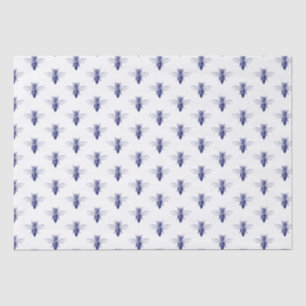 Papel De Seda Dibujo vintage de abeja reina en azul