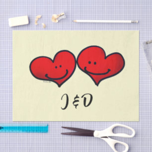 Papel De Seda Dibujos animados lindos corazones rojos iniciales 