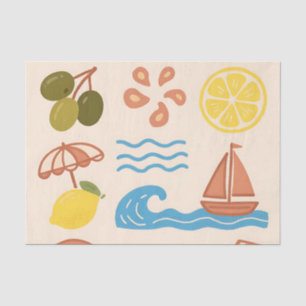 Papel De Seda Dibujos de limón de playa Vibraciones juguetonas d