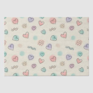 Papel De Seda Dibujos juguetones de corazones, puntos y líneas o