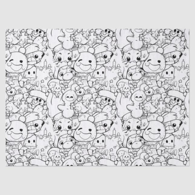 Papel De Seda Dibujos Kawaii Adorables (1) (Anverso)