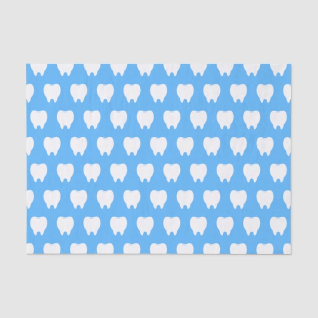 Papel De Seda Diente Blanco Simple con Patrón Azul Claro – Limpi (Anverso)