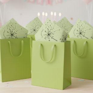 Papel De Seda Diente de León Besos Florales Verde Delicado