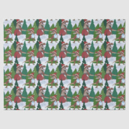 Papel De Seda Dinosaur Christmas T-Rex Santa