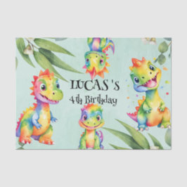 Papel De Seda Dinosaurio arcoiris mágico lindo Fiesta de cumplea
