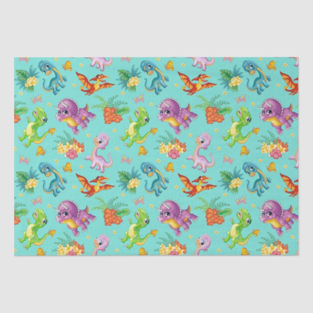 Papel De Seda Dinosaurio juguetón (Anverso)