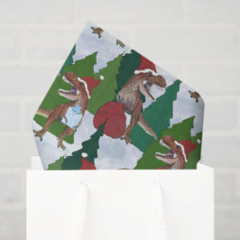 Papel De Seda Dinosaurio Navidad T-Rex Santa