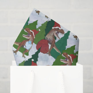 Papel De Seda Dinosaurio Navidad T-Rex Santa