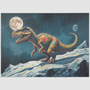 Papel De Seda Dinosaurio Pintado Bajo la Luz de la Luna Pop Surr