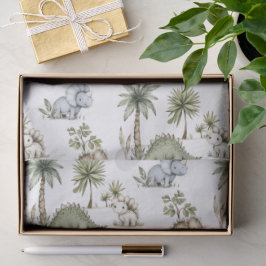 Papel De Seda Dinosaurios Bebés Adorables en Acuarela