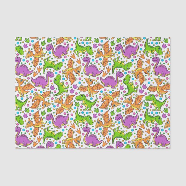 Papel De Seda Dinosaurios coloridos para niños (Anverso)