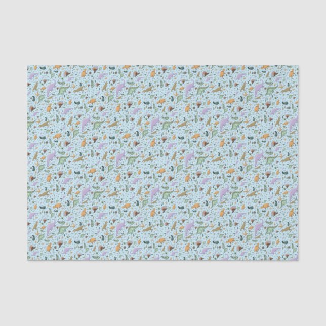 Papel De Seda Dinosaurios en azul (Anverso)