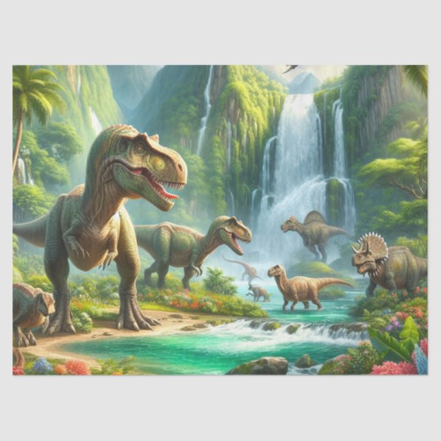 Papel De Seda Dinosaurios en los niños de la jungla (Anverso)