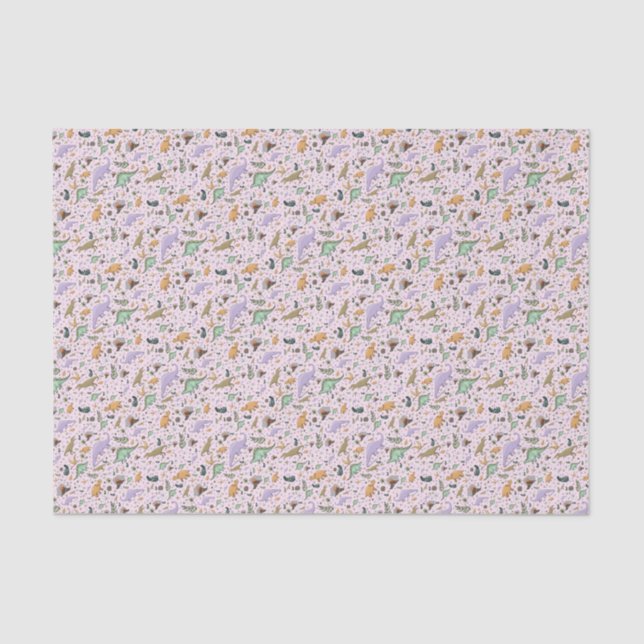 Papel De Seda Dinosaurios en rosa (Anverso)