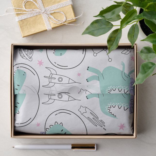 Papel De Seda Dinosaurios Espaciales, Dinosaurios Cutos, Buques  (Regalo )