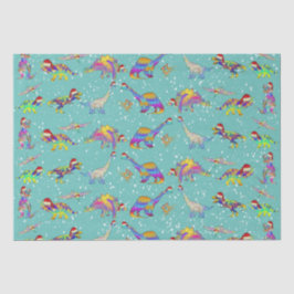 Papel De Seda Dinosaurios navidades en Santa Hats