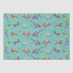 Papel De Seda Dinosaurios navidades en Santa Hats