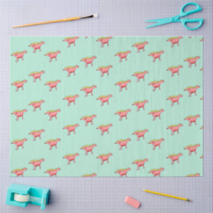 Papel De Seda Dinosaurios rosados sobre azul