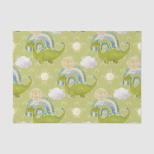 PAPEL DE SEDA DINOSAURIOS VERDES ADORABLES CON BOBINAS DE LLUVIA