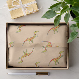 Papel De Seda Dinosauriros amarillos con franja roja