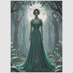 Papel De Seda Diosa Art Déco Gótica en Bosque