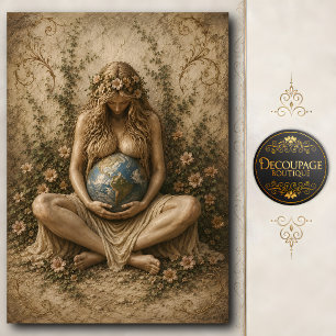 Papel De Seda Diosa de la Madre Tierra sosteniendo el mundo