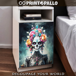 Papel De Seda Diosa del cráneo de mujer en flores - Muerte de Da