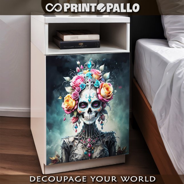 Papel De Seda Diosa del cráneo de mujer en flores - Muerte de Da (Subido por el creador)