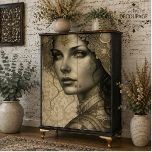 Papel De Seda Diosa Dorada Arte Decoupage