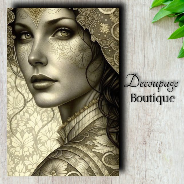 Papel De Seda Diosa Dorada Arte Decoupage (Golden Goddess Art Decoupage Tissue Paper)